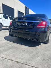 C43 Facelift Diffuser+Round Exhuast Tips+C-Class W205 Sedan 2014-2021 C200/C250/C300/C43/C63s W205(With AMG Sport Pack) 2014-2021