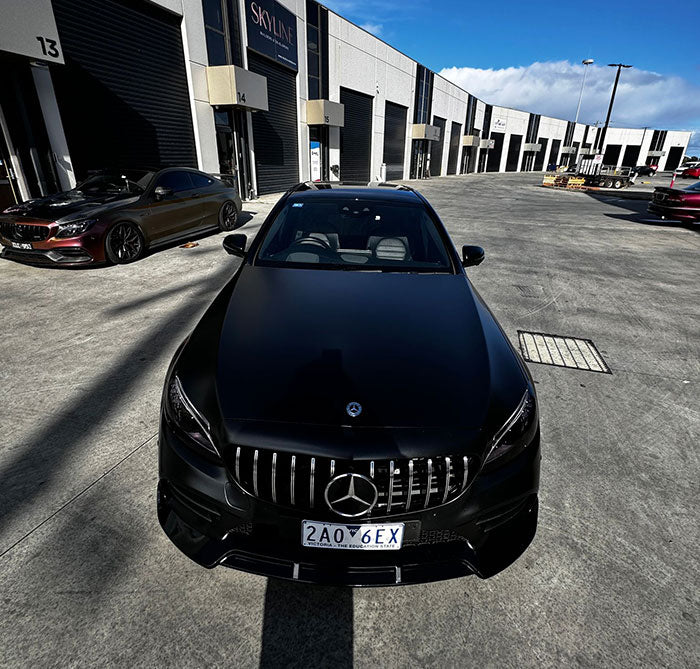 GT Panamericana Grill with Camera Mount for C-Class 2019-2021 W205 - CHROME SILVER + C-Class W205 Sedan, Coupe, Estate, Convertable 2014-2018 C200/C250/C300/C43AMG 2019-2021