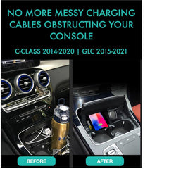 Wireless Fast Charger for Mercedes C- Class W205 2014-2018 Mercedes GLC- Class X253 2015-2020