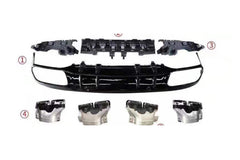 C63S Coupe FaceLift Diffuser + Exhaust Tips(AMG)+C-Class W205 Coupe 2015-2021 C200/C250/C300/C43/C63s W205(With AMG Sport Pack) 2014-2021