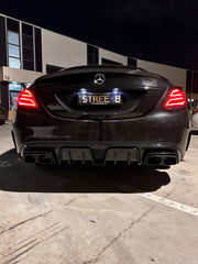 Brabus Diffuser + Exhaust Tips + C-Class W205 Sedan 2014-2021 C200/C250/C300/C43/C63s W205(With AMG Sport Pack) 2014-2021