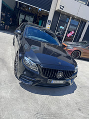 E-Class W213 GT Panamericana Grill with Camera Mount - GLOSS BLACK + E-Class W213 Sedan, Coupe, Convertible, 2016-2019 E200/E300/E400/E43