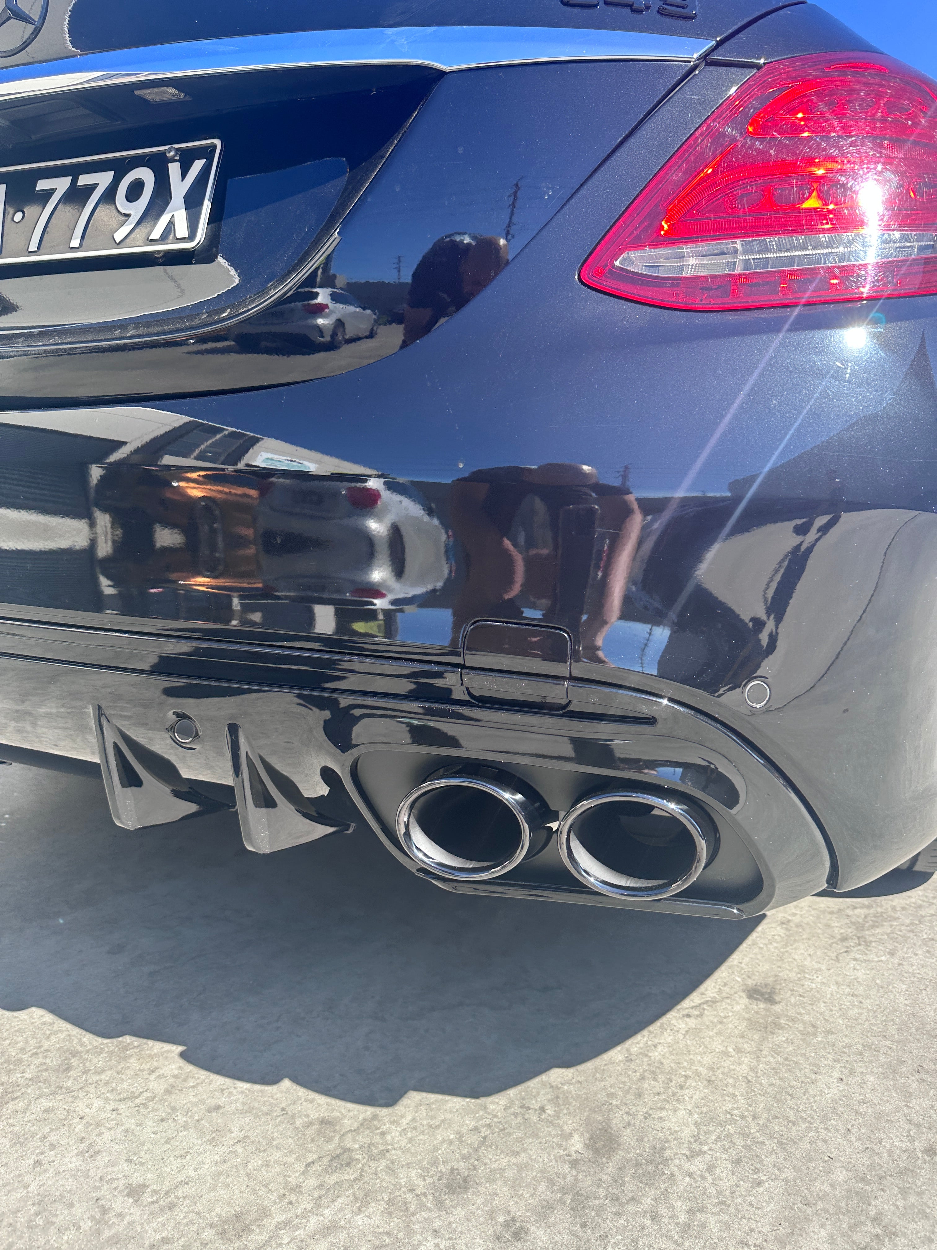 C43 Facelift Diffuser+Round Exhuast Tips+C-Class W205 Sedan 2014-2021