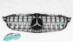 C W205 GT 15-18SILVER GTR STYLE FRONT GRILLE FOR BENZ C CLASS W205 15-18(WITH CAMERA HOLE)
